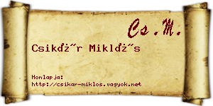 Csikár Miklós névjegykártya