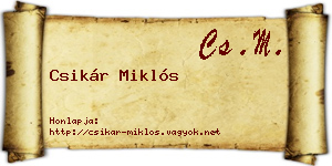 Csikár Miklós névjegykártya